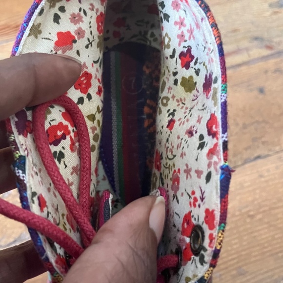 Multicolored textile platform heeled booties - Picture 2 of 8